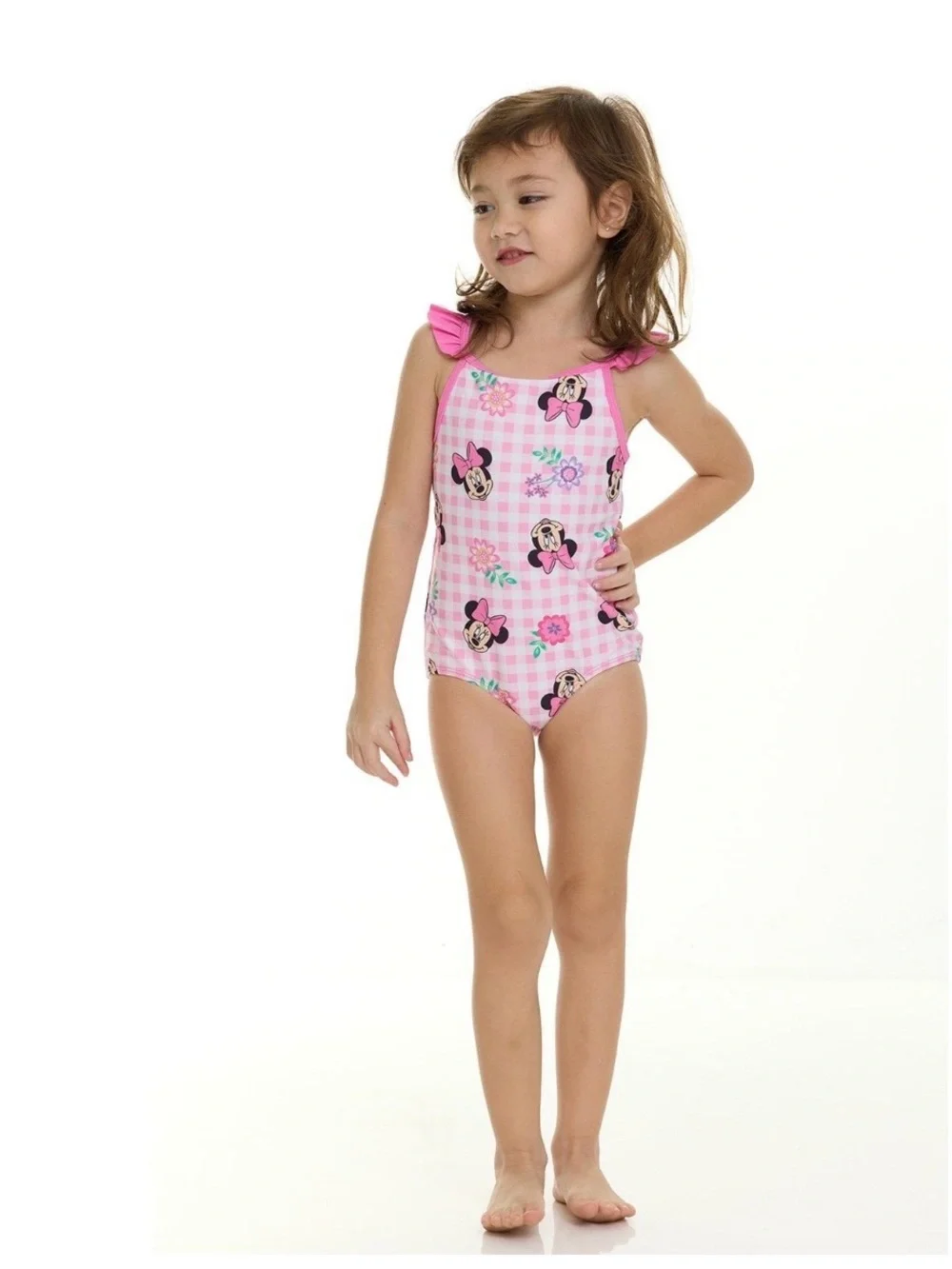 NWT girl Pink Minnie Mouse One-Piece Swimsuit with matching coverup size 2t